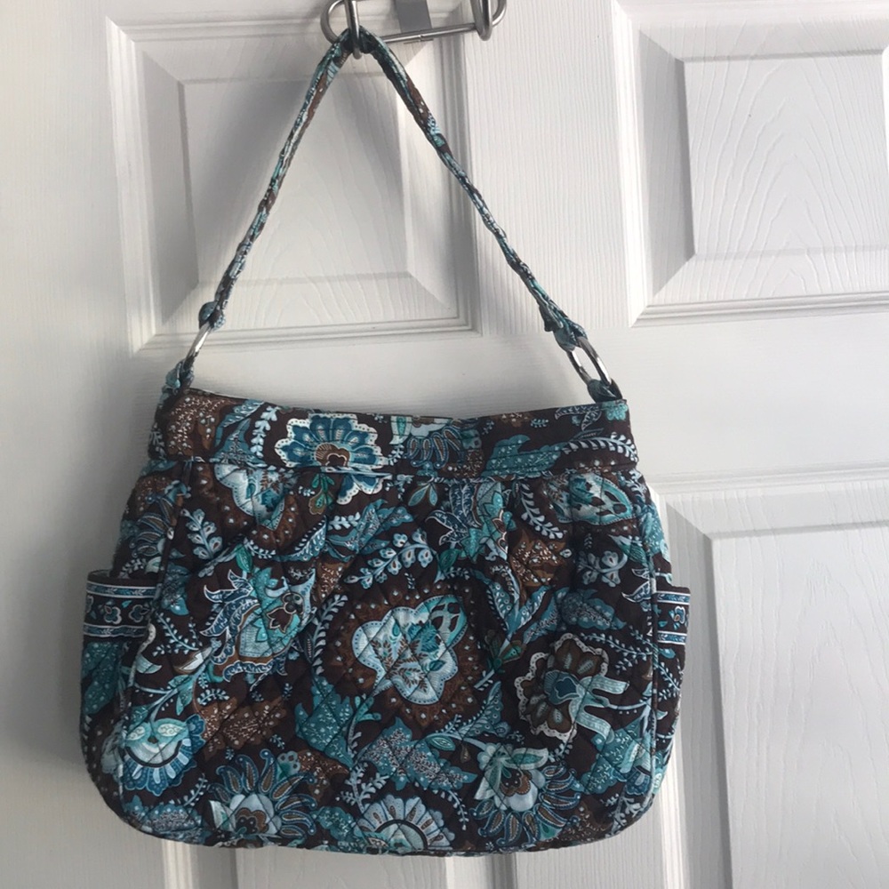 Vera Bradley Shoulder Bag Purse Brown Turquoise